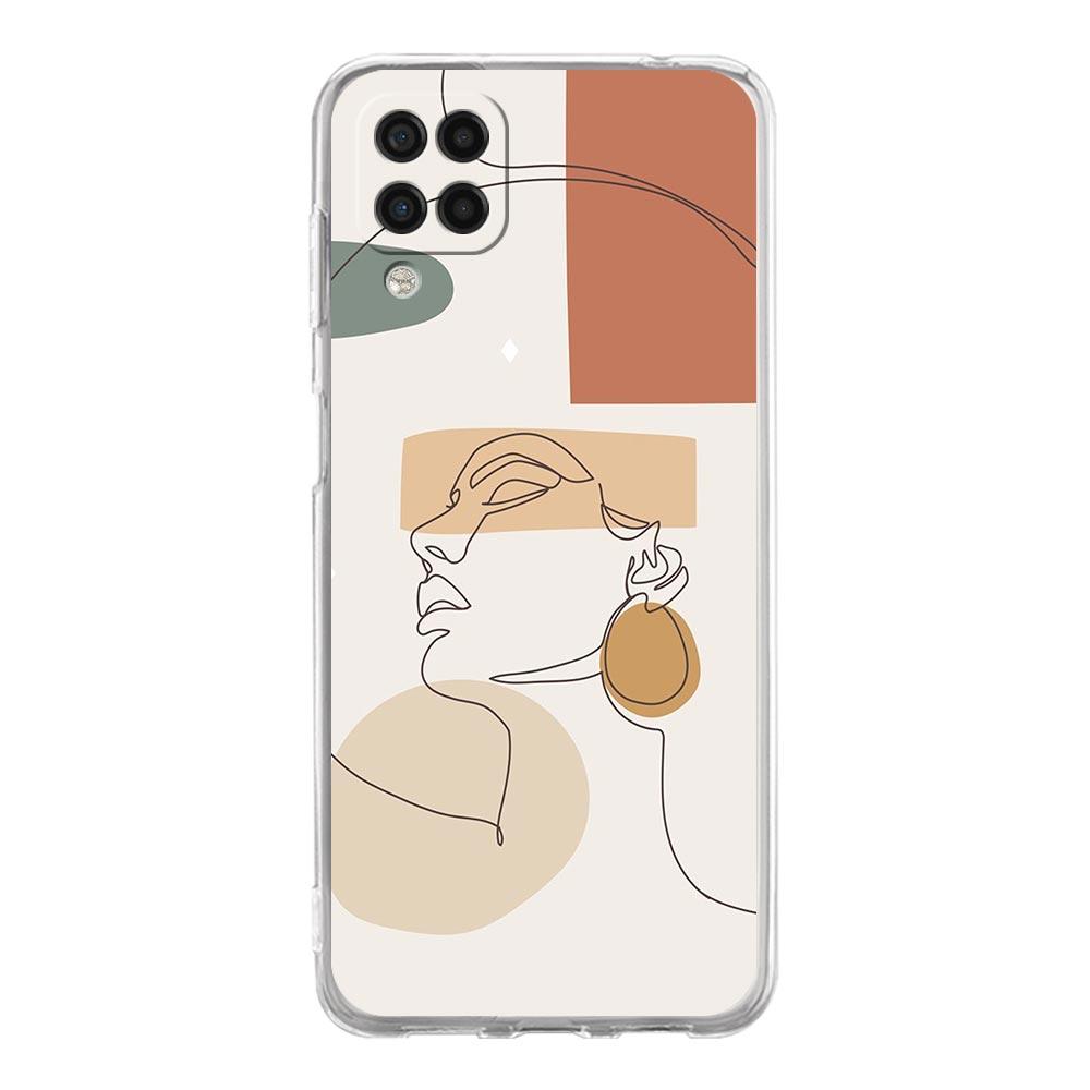 Phone Case for Samsung Galaxy A13 A51 A71 A21S A12 A31 A52 A41 A23 A53 A73 A32 5G A03S Cover Couples Flower One Line Wall Art