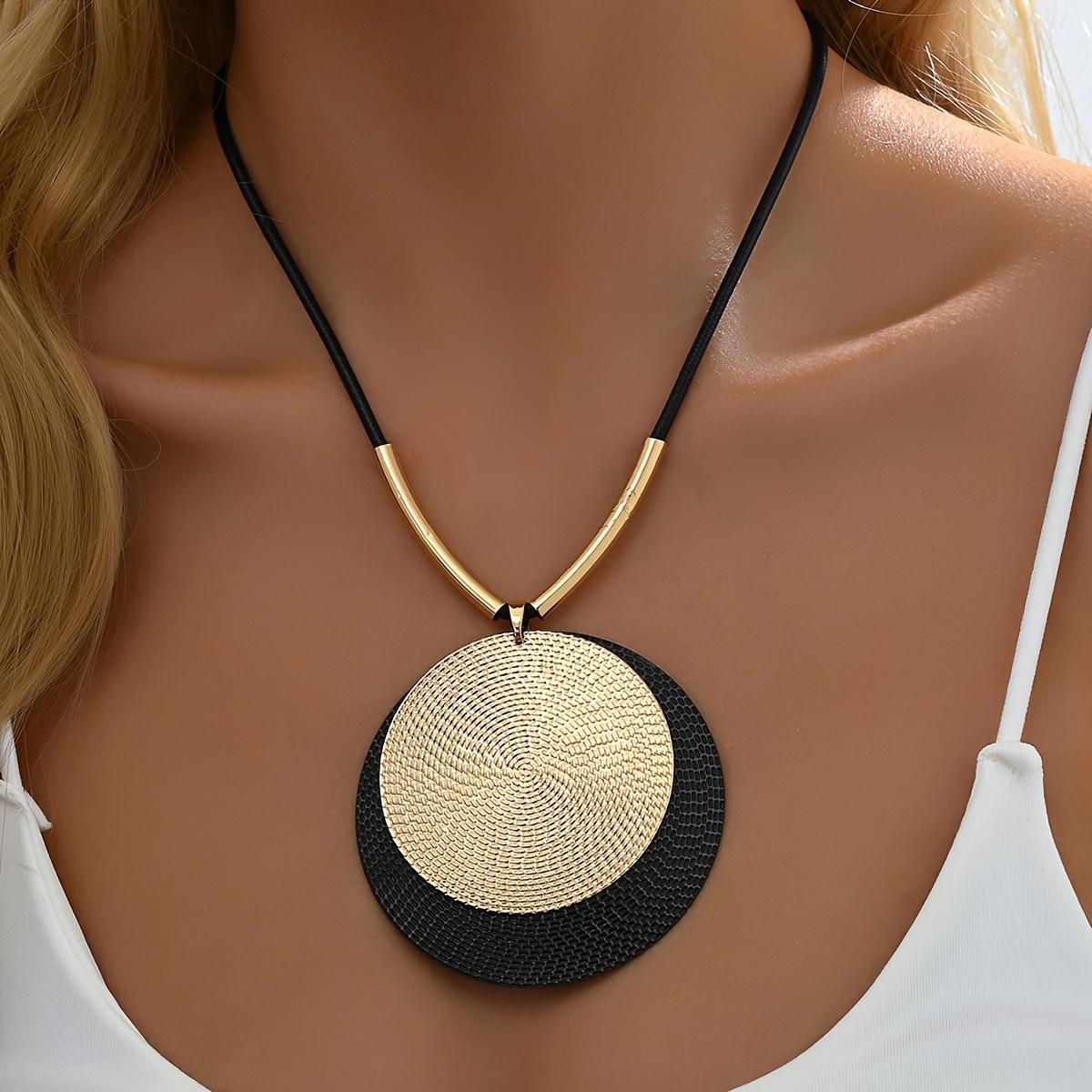 1pc New Temperament Versatile Stitching Geometric Pendant Necklace, Exaggerate Banquet Party Queen Style Jewelry Decoration