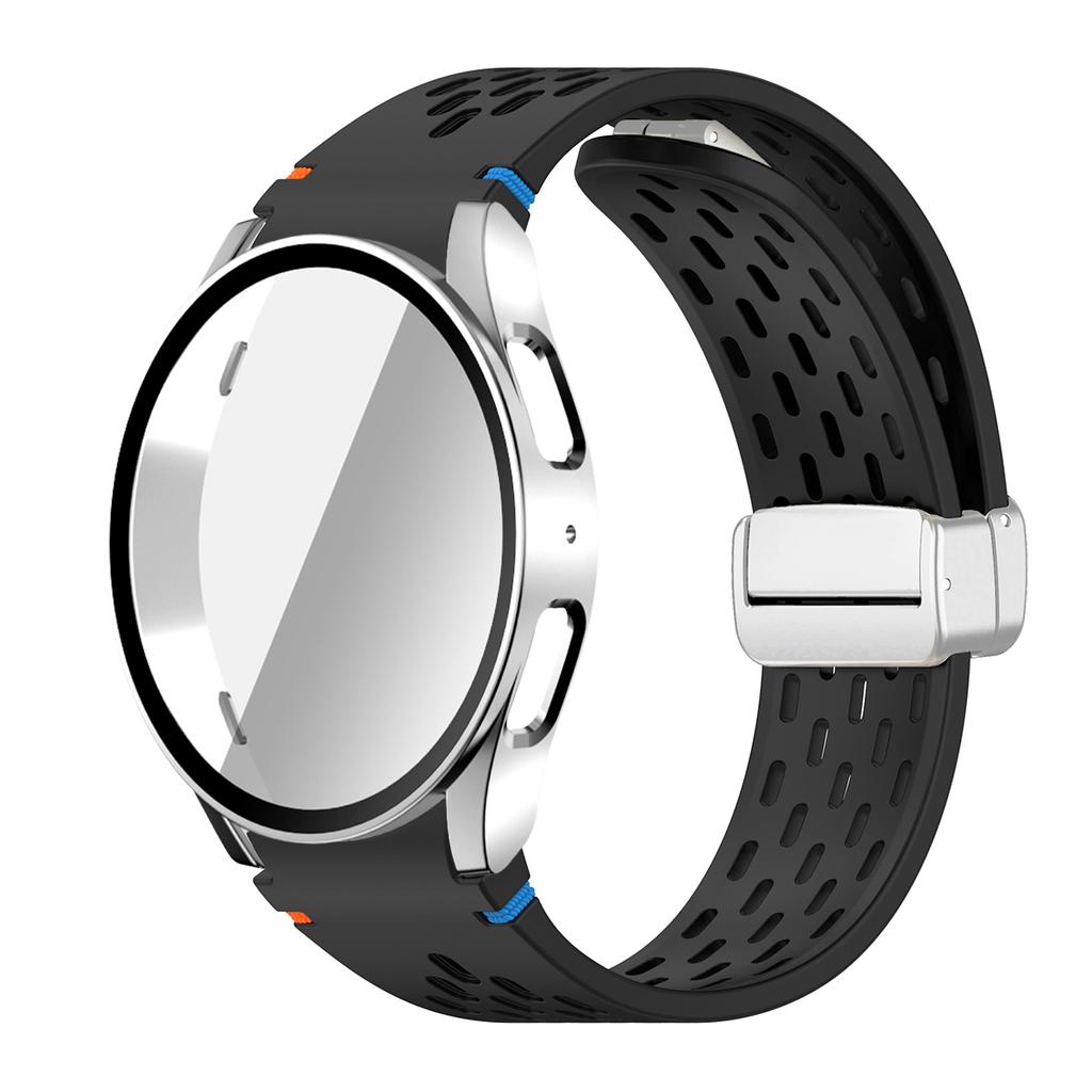 Case+Strap for Samsung Galaxy Watch 7 6 5 4 40/44mm Silicone Magnetic Band Tempered Glass Screen Film PC Protector Cover Bumper