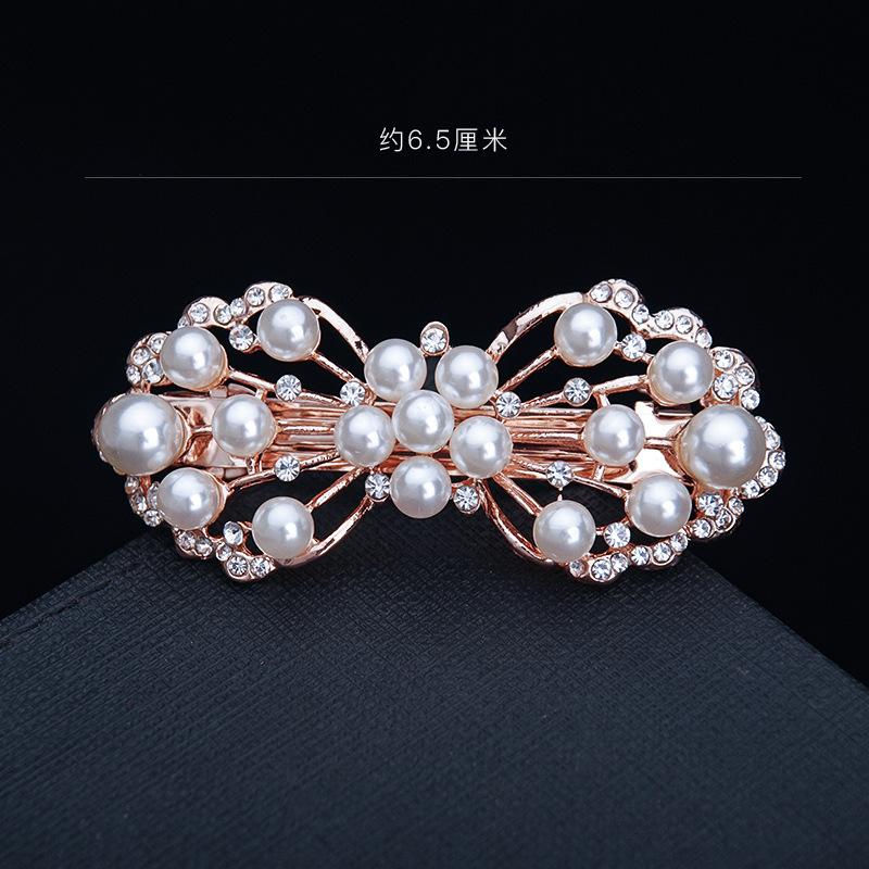 Hair Accessories Rhinestone Bow Hair Clip, Adult Pearl Horizontal Clip, Ponytail Clip, Top Clip, Spring Clip, Small Pearl Hair Clip