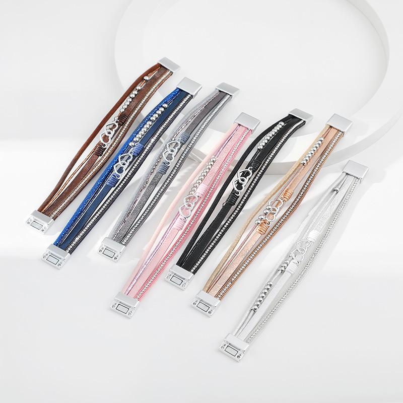 Multi Layer Leather Bracelet for Women Heart Accessories  Stylish Ladies Hand Jewelry Gift