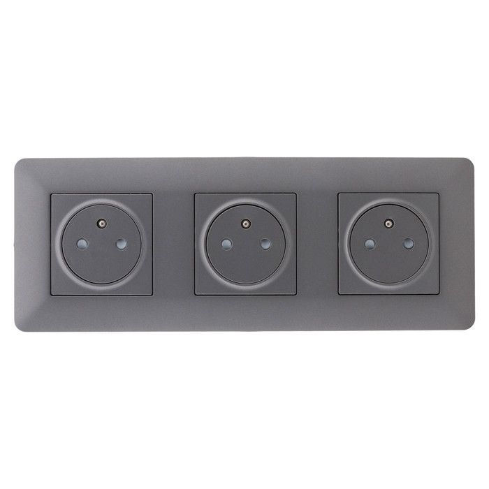 Triple prise affleurante artezo 2p+t + boîte - titanium - zenitech