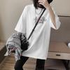 [Rear Bag Collar] Cotton Short-sleeved T-shirt Women's Medium and Long Large Size Loose 2025 New Summer