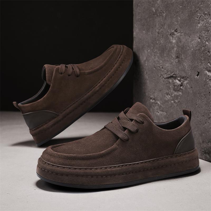 Suede Leather Men Casual Shoes Fashion Comfortable Man Loafers Lightweight Walking Sneakers Platform Breathable Driving Footwear
