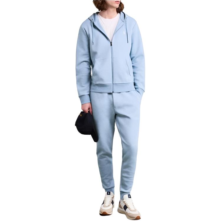 Giacca a maniche lunghe con cappuccio e zip con logo Polo Ralph Lauren da uomo grigio blu 710881517-017