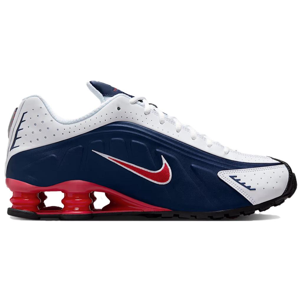 Nike Shox R4 Rutschfest Abriebfest Niedrig geschnitten Freizeit Laufschuhe Unisex Blau Weiß HQ1988-400