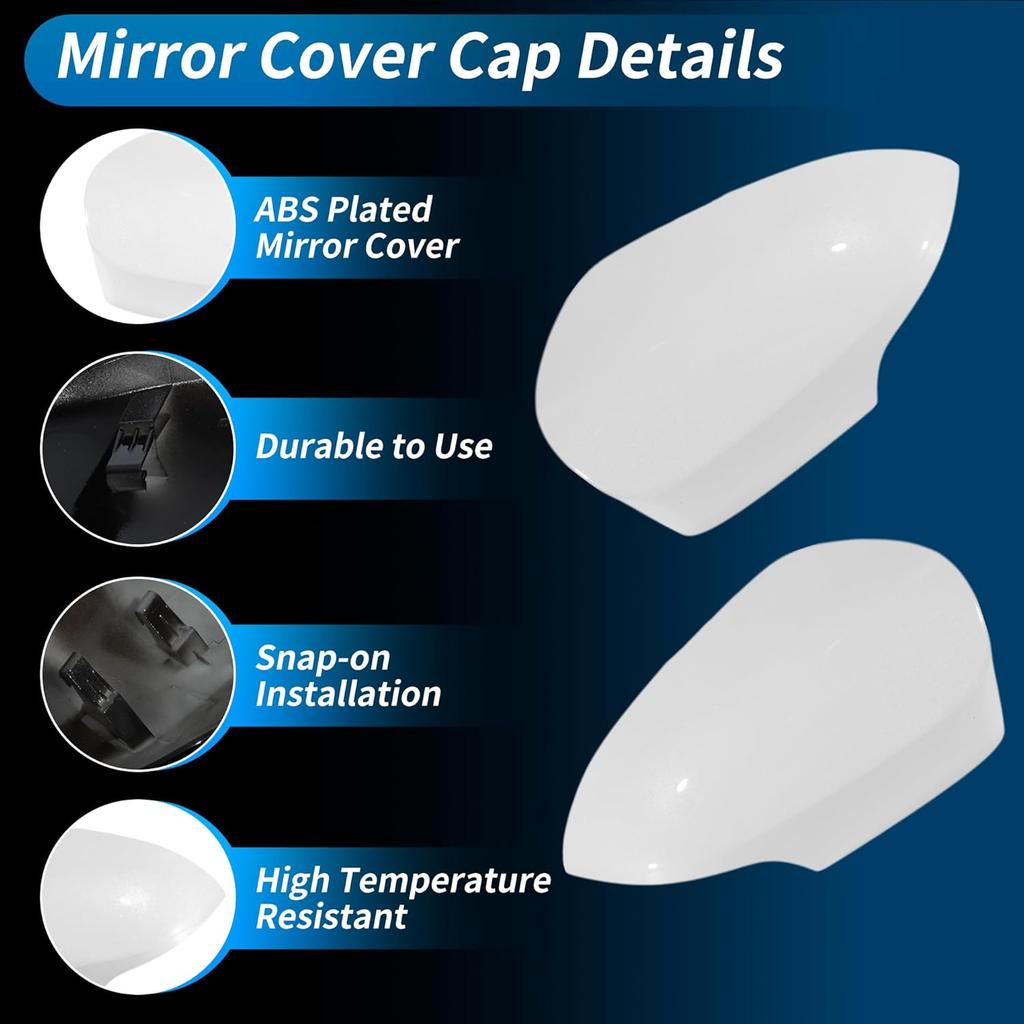 Motoforti 1 Paar Türspiegelkappe für Toyota Yaris 2012-2019 Links Rechts Außenrückspiegel Schalen Kappe Gehäuse für Toyota Yaris Weiß