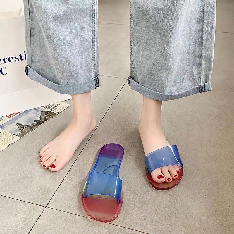 Summer Crystal Jelly Slippers - Women's Large Size, Fashionable, Odor-Proof, Casual Outdoor/Home Flip-Flops for Couples.