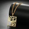 LIKGREAT Iranian Persian Parsi Farsi Poem Eshgh Necklace Stainless Steel Women Spuare Pendant Necklace Chain Jewelry Gift