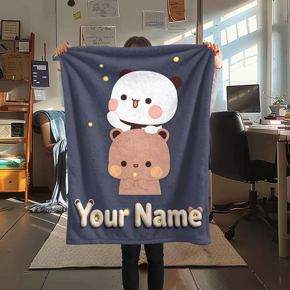 1 Stück Benutzerdefinierter Name PeacHE Goma Gemustert Flanelldecke Geeignet für Alle Jahreszeiten für Heimdekoration Wärme und Komfort Geschenke Feiertagsgeschenk -HE169