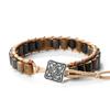 Vintage Bohemian Handmade Hemp Rope Bracelet Imperial Stone Beaded 3D Bead Charm Bangle