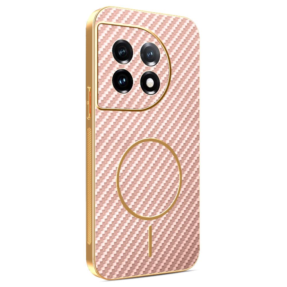 For OnePlus 11 5G/11 Pro 5G Phone Case Carbon Fiber Textured Electroplated TPU Back Cover