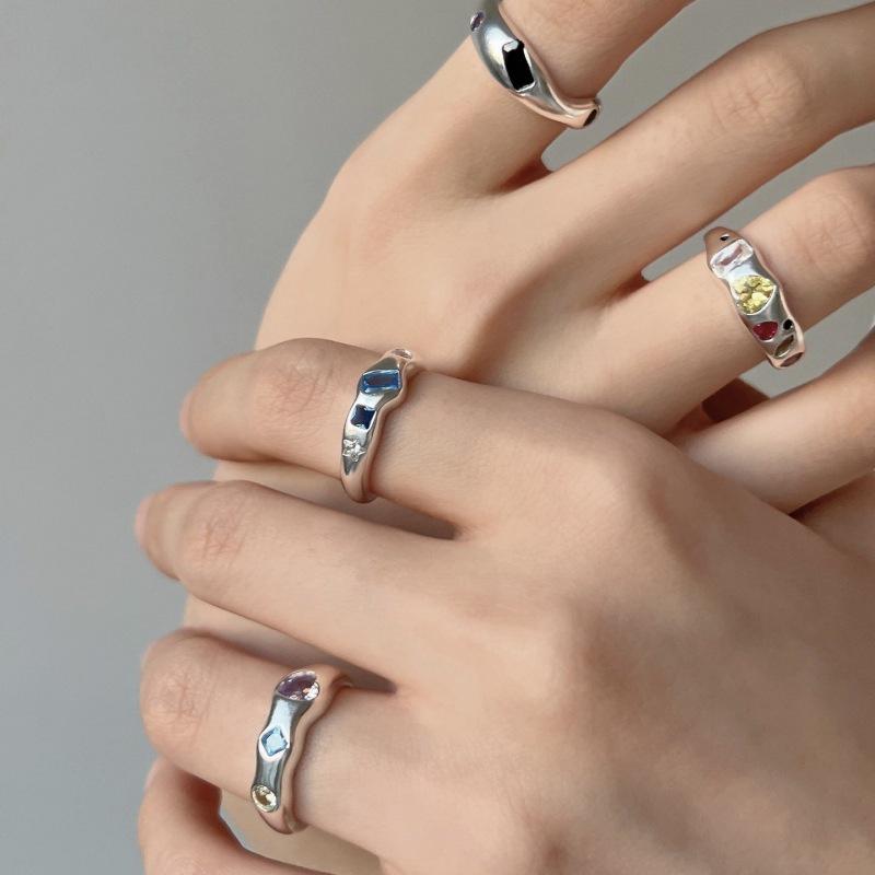 Colorful Heart Cubic Zirconia Adjustable Ring: Elegant & Trendy Women's Stackable Index Finger Jewelry