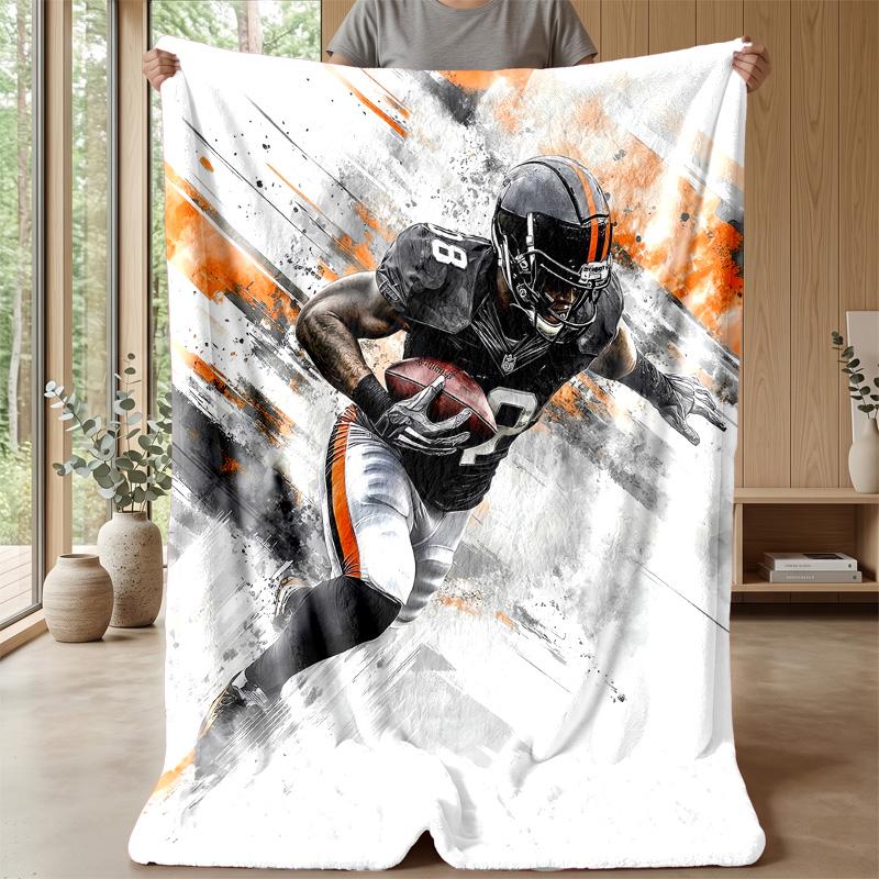 Football Pixel Pattern Theme Blanket Lightweight Warm Flannel Blanket Decorative Throw Blanket for Home Decoration