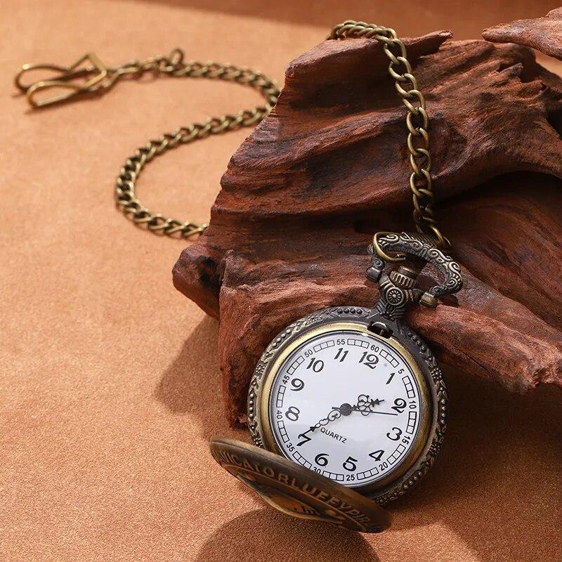 1PC Retro Punk Pirate Captain Double Knife Quartz Pocket Watch with Necklace Chain Pendant Bracelet Gift for Male Men Vintage Clock
