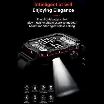Outdoor-Sport Herren Smartwatch Bluetooth Sprechen Sport Herzfrequenzmesser Smartwatch Multifunktionale Taschenlampe Smartwatch