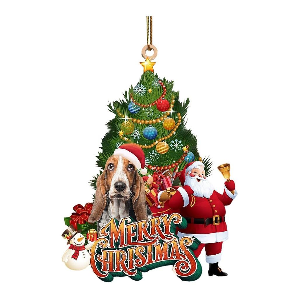 Adorable Christmas Dog Ornament For Festive Home Decor Charming Acrylic Santa Design