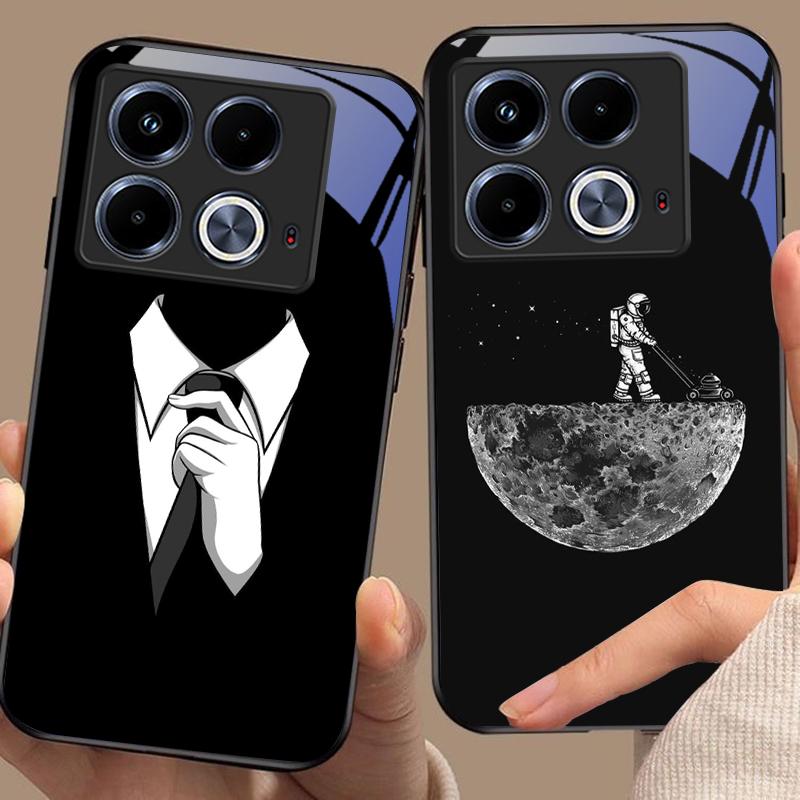 Astronauts Universe For Infinix Note 40 4G 30i 12 G96 Smart 8 Hot 9 Play 10 11S 12 20i 50 Pro Plus 5G Tempered Glass Phone Case