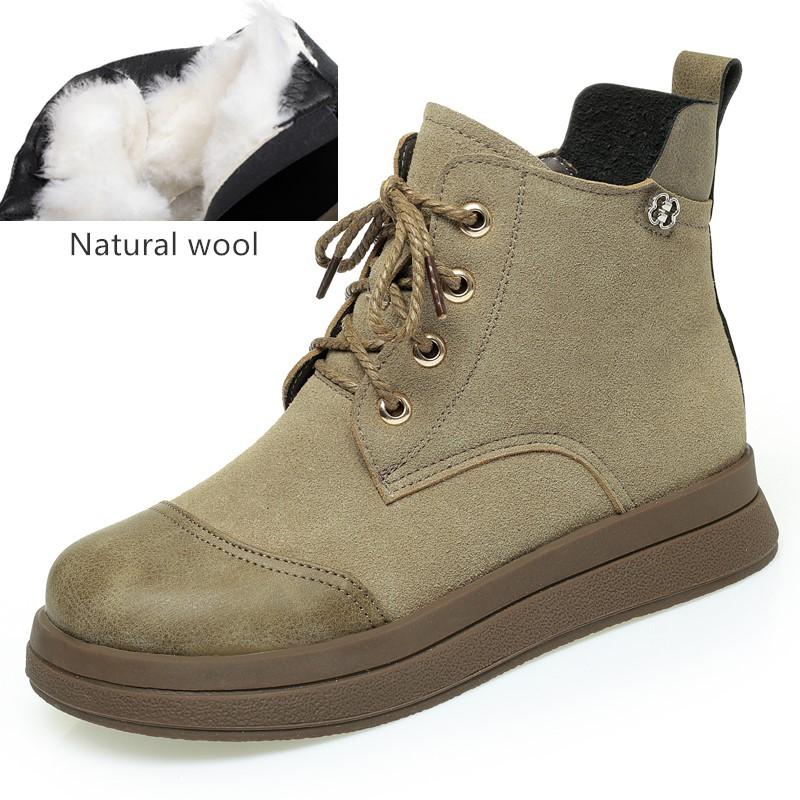Fashion AIYUQI Women Short Boots Genuine Leather 2025 New Natural Wool Women Winter Shoes Boots Flat Anti-Slip Women Casual Ankle Boots