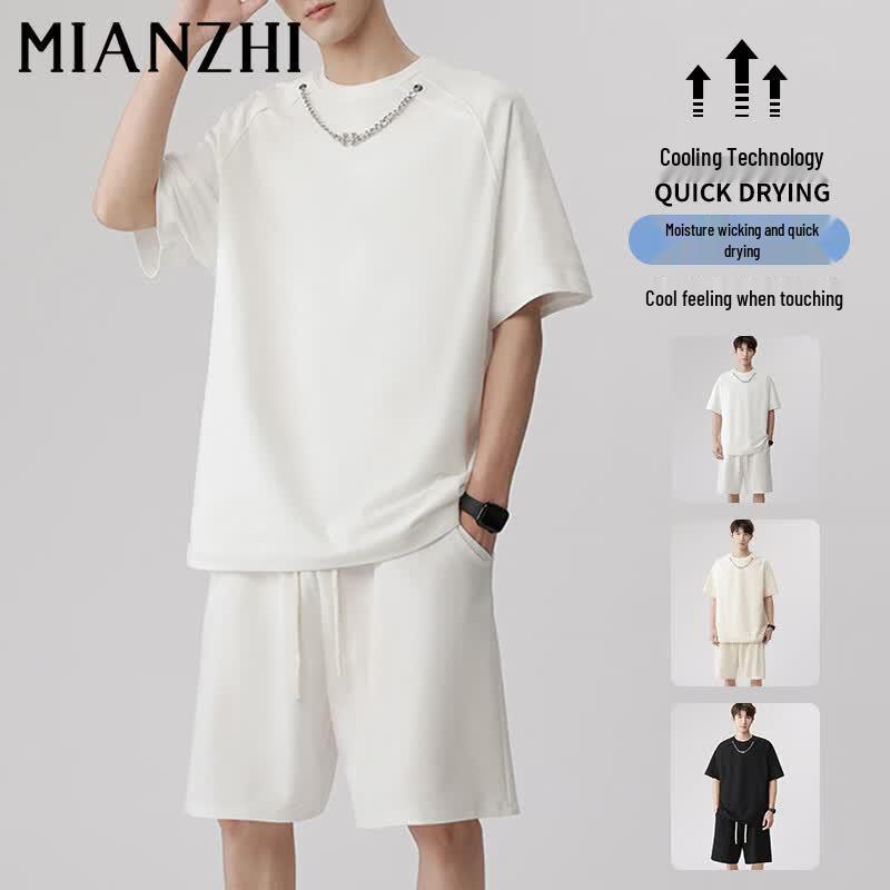 

Men s Quick-Dry Short Sleeve T-Shirt & Shorts Set 4XL