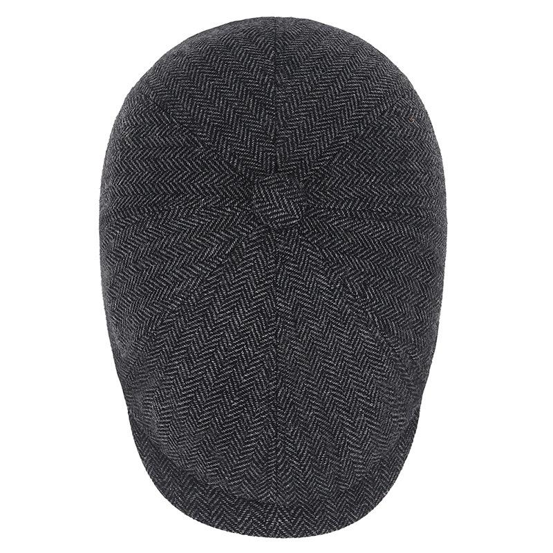 New Vintage Wool Tweed Navy Blue Herringbone Newsboy Cap Unisex 8-Quarter Panel Style Flat Caps Women Driver Beret Shelby Hat