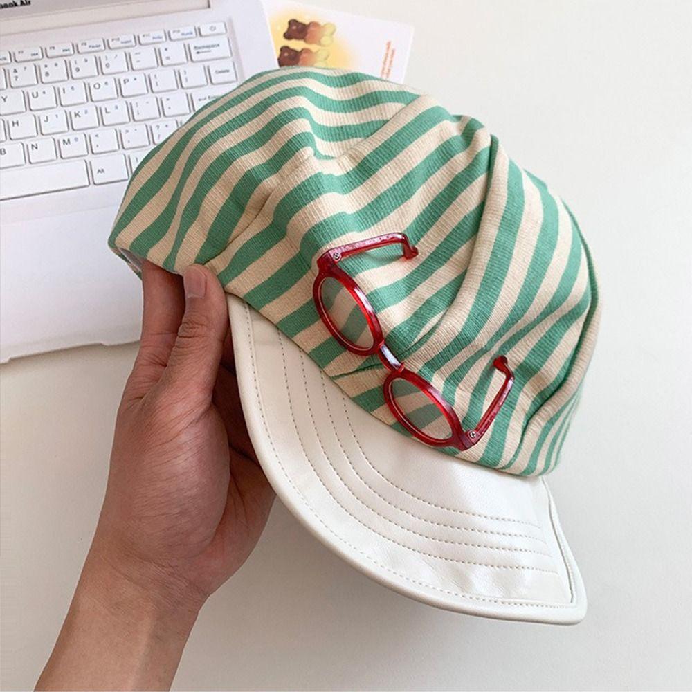 Korean Striped Berets Versatile Beanie Cap Ins Painter Berets  Girls
