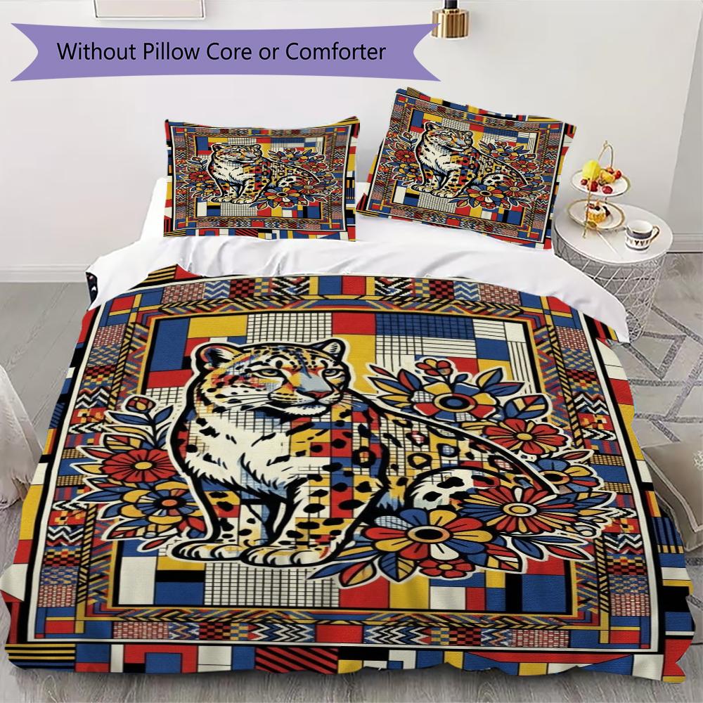 Snow Leopard Animal Pattern Bedding uilt Set uilt Cover Pillowcase Home Decoration Birthday Gift (1 * duvet cover + 2 * pillowcase without core)111