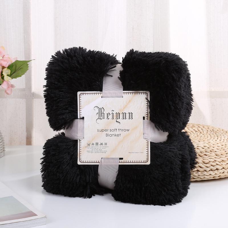 INS Large Flannel Blanket Four Seasons Long Shaggy Plush Blankets For Couch Sofa Bed Winter Warm Soft Fluffy Faux Fur Bedspread