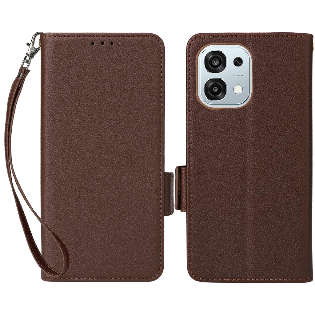 Leather Case for Oppo A6 Pro 4G/A6 Pro 5G/F31 5G Litchi Texture Wallet Phone Cover with Wrist Strap