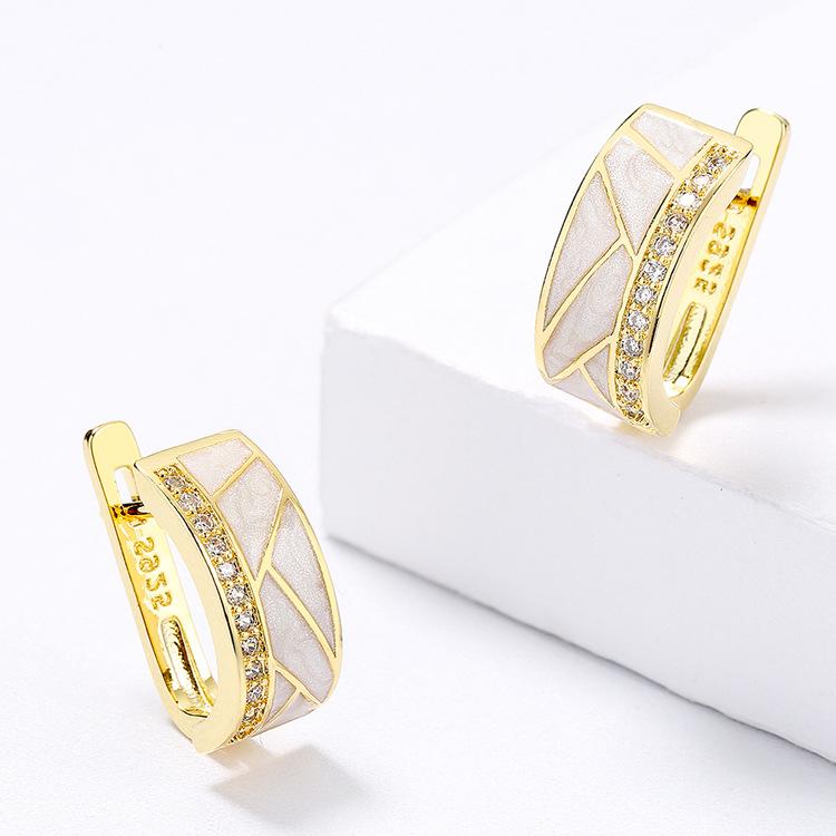 

Ретро элегантность эмаль циркон кольцо серьги комплект новый китайский стиль геометрическая текстура ювелирные изделия