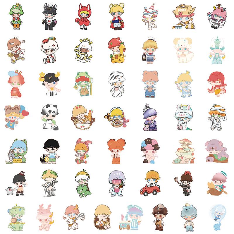 50Sheets/Set Cute Labbubu Stickers For Kids Cartoon Bubble Matt Graffiti Sticker