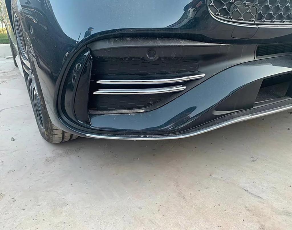 RUIQ Chrome Front Fog Lamp Garnish Bezel Cover for New W206 and Custom Design Mercedes-Benz C-Class (2021 later) - (Bezel A)