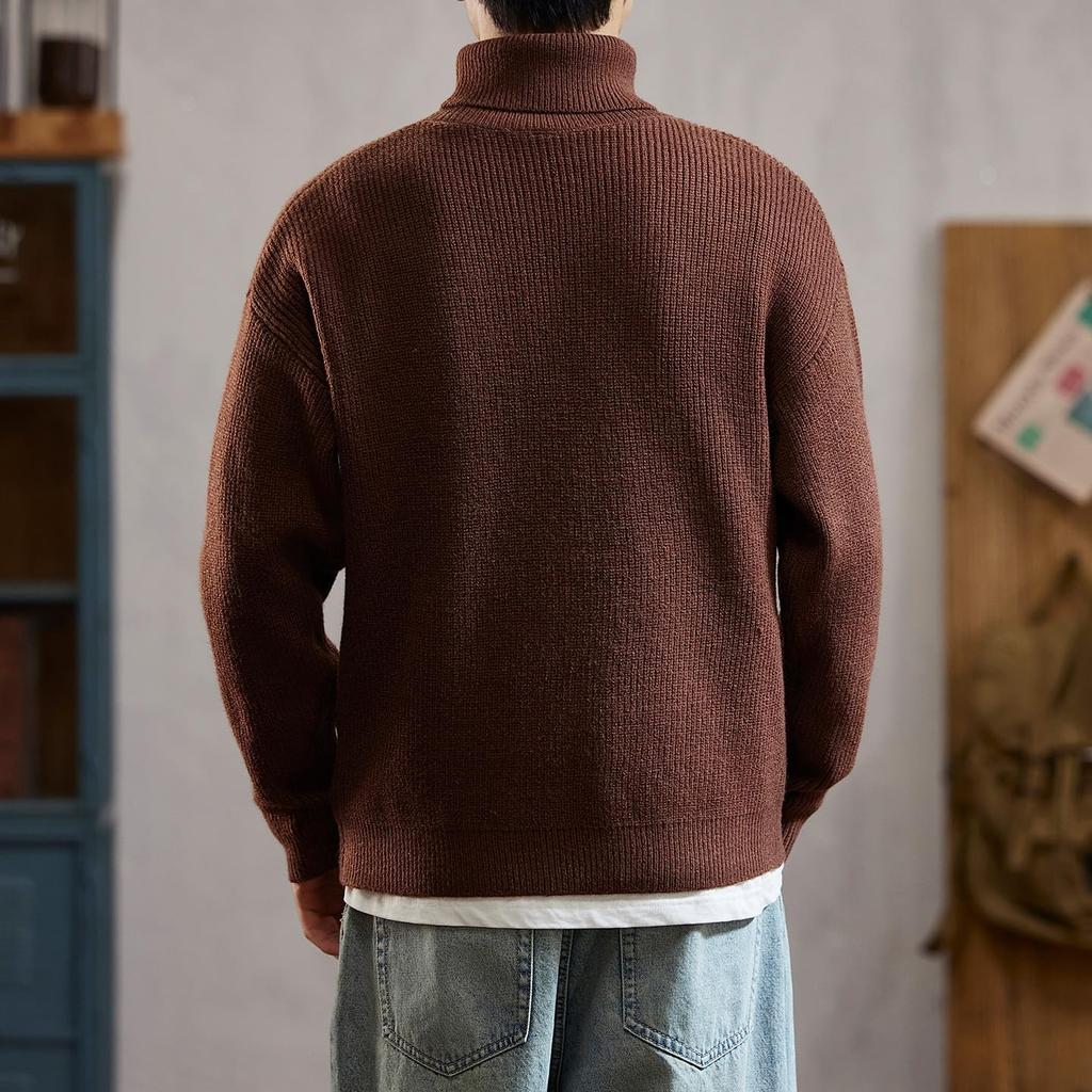 MEINPU Knit Mock High Crew Long Business Solid Cold Ribbed Men's Sweater, Turtleneck, Neck, Neck, Neck, Sleeve, Sweater, Color, Warm, Protection,