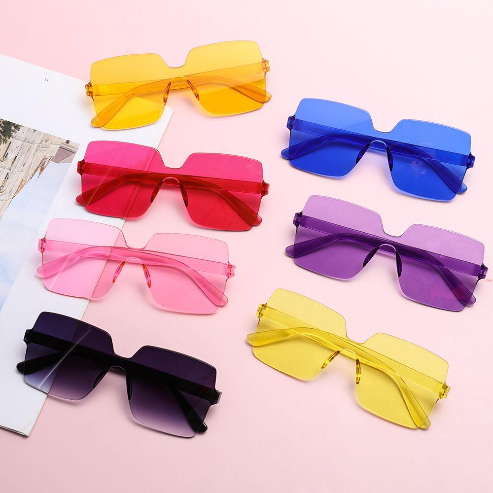 Costume Transparent Candy Color Sunglasses for Women Glasses Rimless Square Sunglasses High Quality High Quality