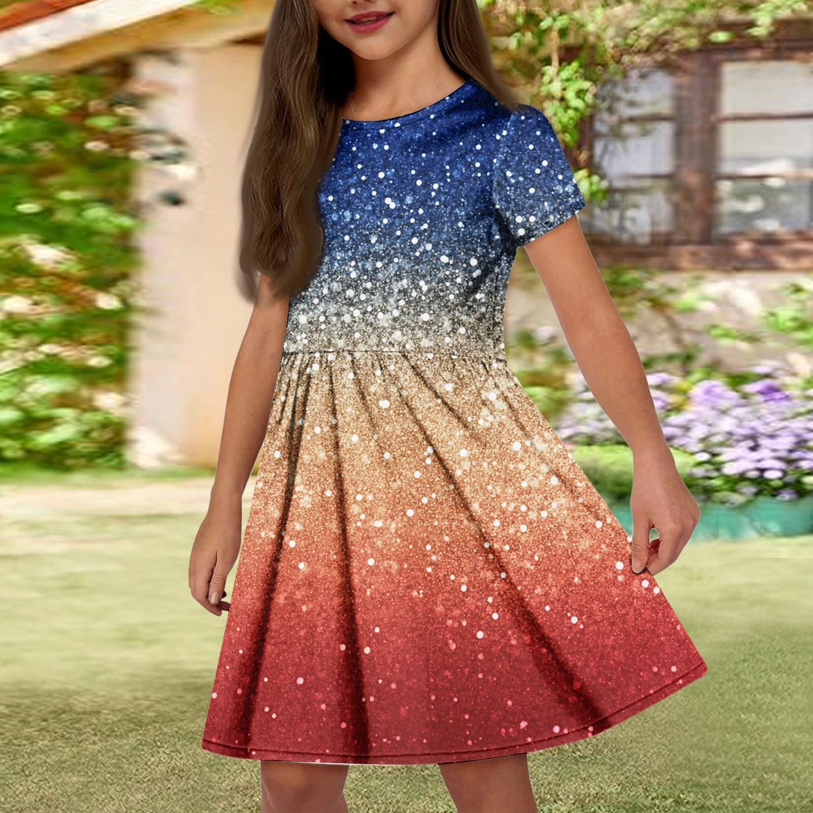 

Летнее платье для девочек, однотонное платье без рукавов с принтом и карманом, повседневное платье, вечернее платье с короткими рукавами 160 бежевый