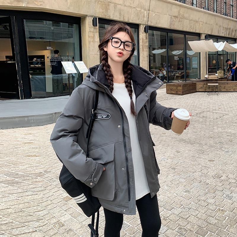 

Jacket down cotton-padded clothes women s winter coat new tooling cotton-padded jacket pie to overcome the trend of hooded jackets XL серый