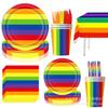 Rainbow Themed Birthday Party Supplies Rainbow Party Decoration Banner Flag Party Tablecloth Paper Plate Paper Cup