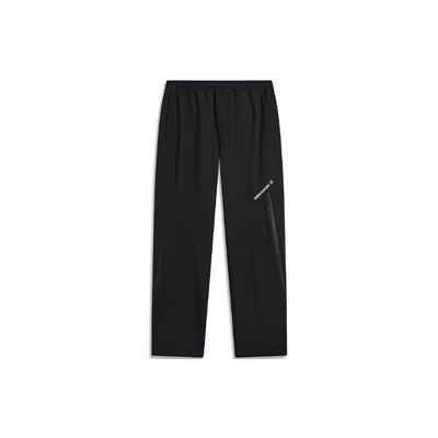 Li Ning CF Su Serie Siehe Drache in der Wildnis Einfarbig Reflektierender Schriftzug Gerades Bein Gestrickte Sporthose Herrenhose Schwarz AYKU623-1