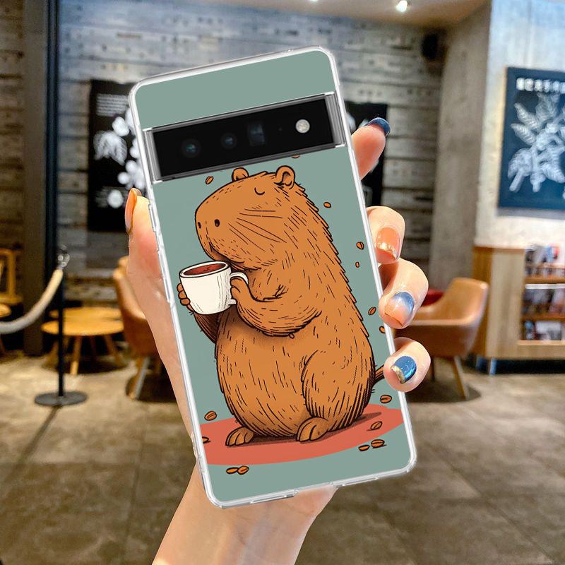 

Чехол для телефона для Google Pixel 9 8 7 6 5 4 4XL Мягкий ТПУ 7A 6A 5A 4A 3A Pro XL 5G Прозрачный корпус Милый Капибара Fundas Сумки Pixel 6