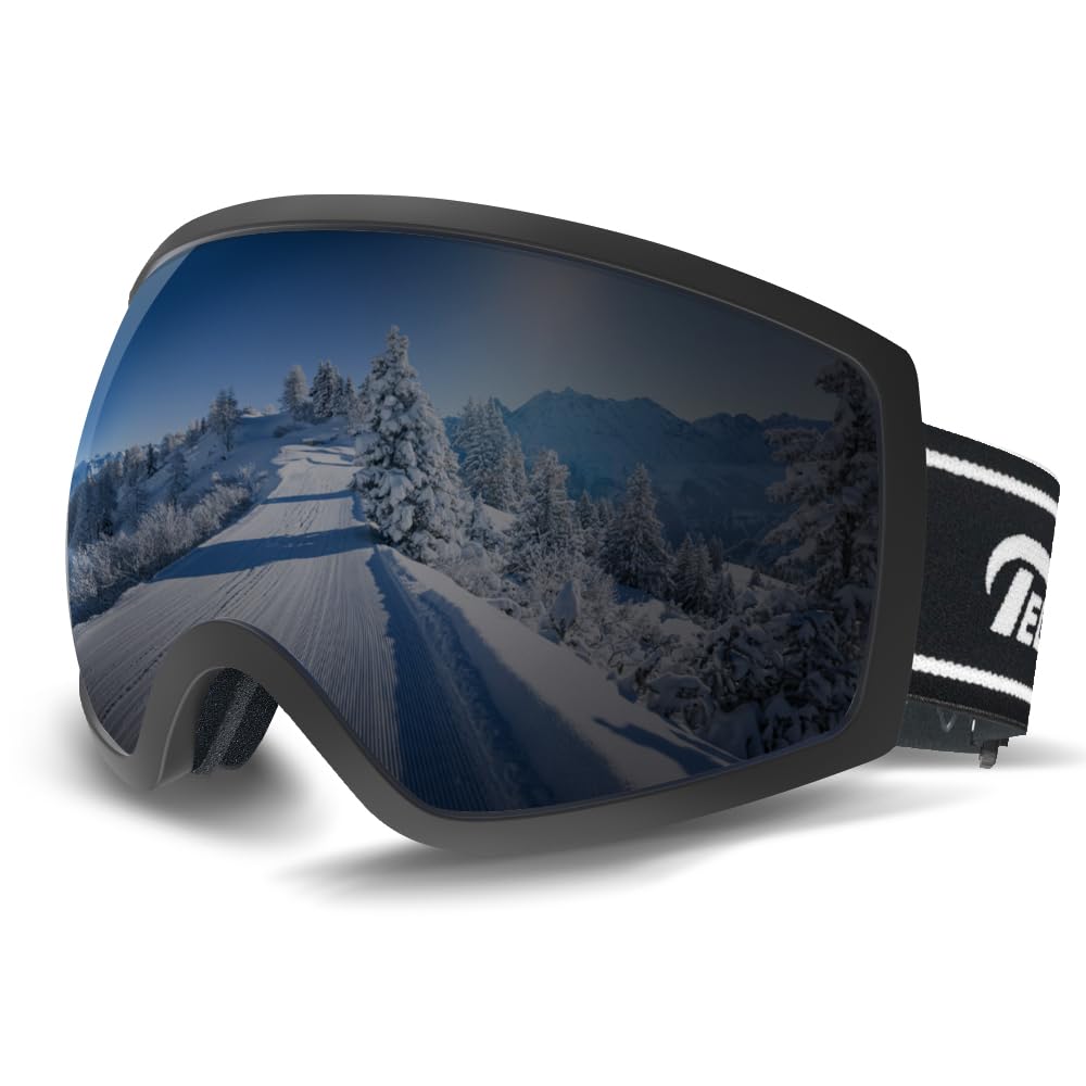 

Geekin New Ski and Snowboard Glasses and UV400 OTG UV Wide Field of Helmet and Black Goggles, Compatible, Men s Women s, Protection, Wide-Vision