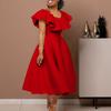D367 European & American Summer Fashion Women's Ruffled Banquet Dress