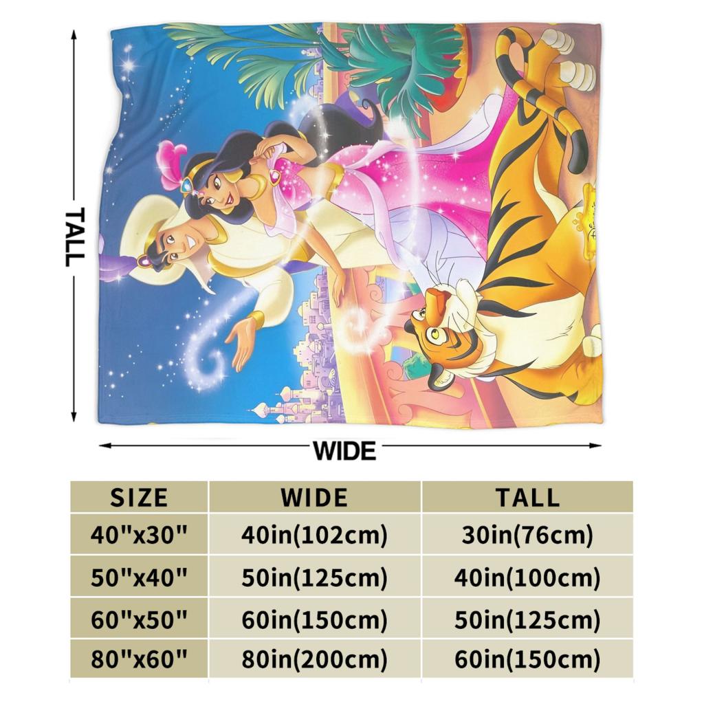 Aladdin Jasmine Cartoon Blanket Warm Fluffy Plush Throw Blanket For Couch Bed Decorative Flannel Bedspread Bed Cover