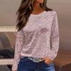Women's Fashion Casual LongSleeve Print Round Neck Pullover Top Blouse