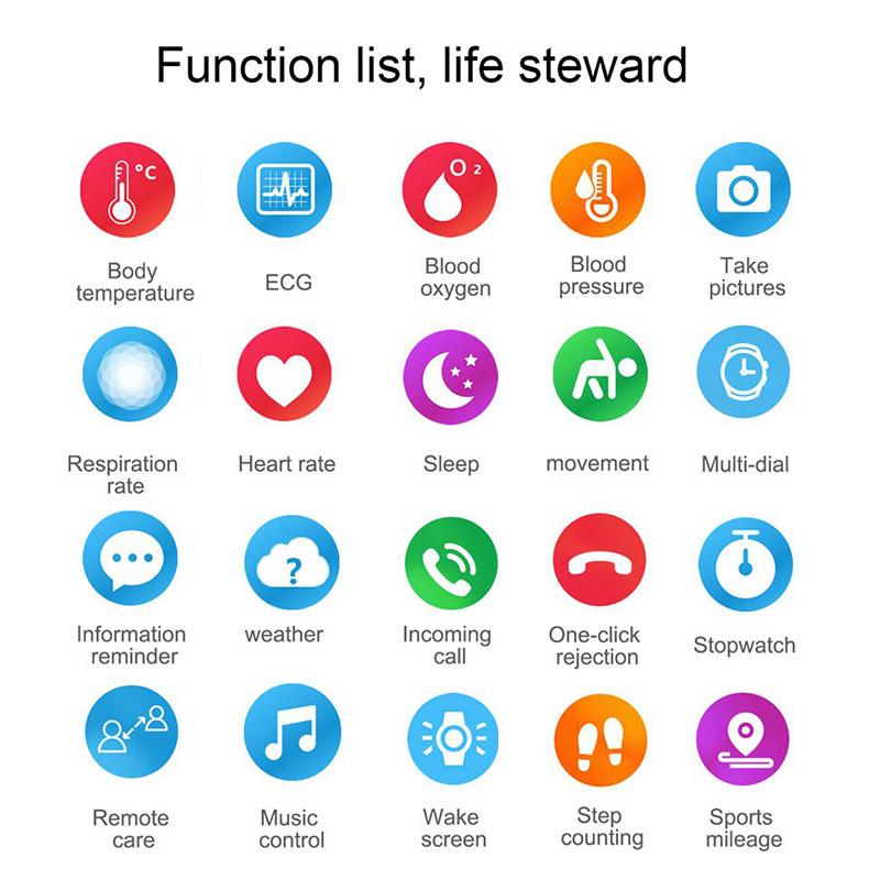 Smart ECG Watch: Health Monitor for Sleep, Blood Pressure, and Oxygen - Ideal for Elderly Men and Women