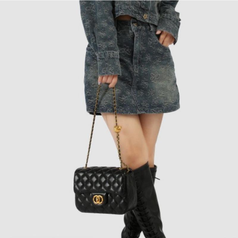 New Fatty Square Rhombus Bag Light Luxury Small Gold Ball One Shoulder Crossbody Women's Bag Versatile Handheld Women's Bag