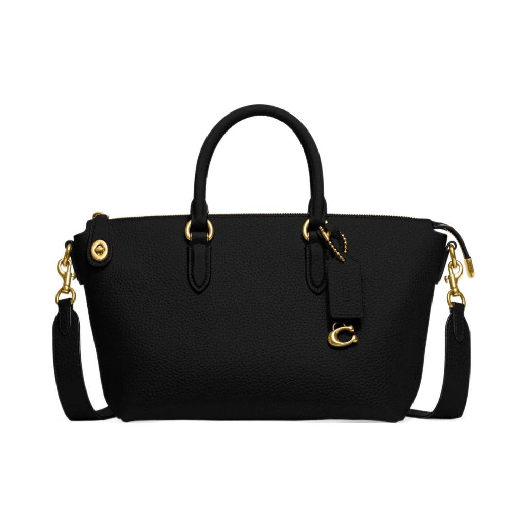 New COACH Cara Leather Briefcase, Shoulder Bag, Crossbody Bag, Handbag Tubas Women's Black CE741-B4BK