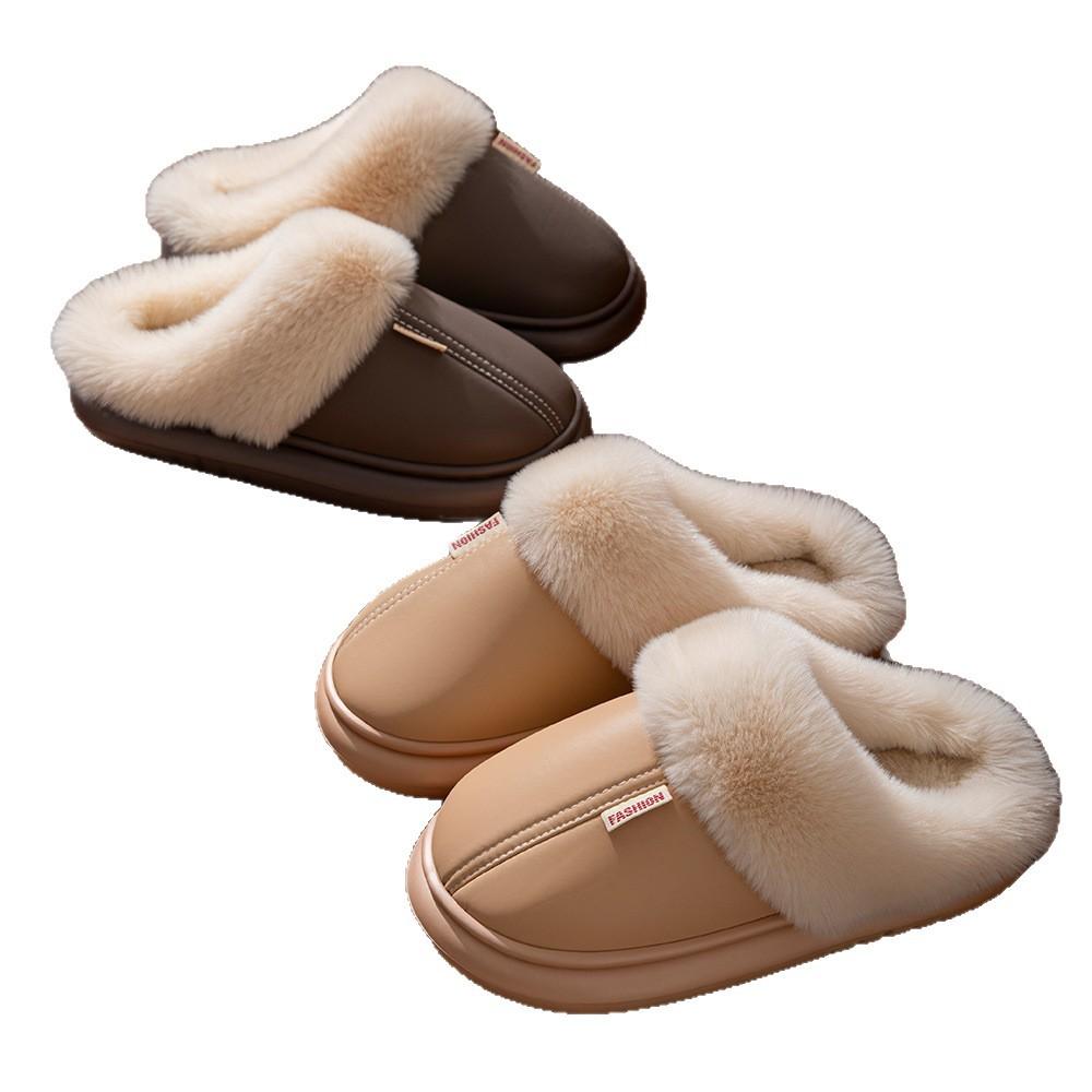 2025 waterproof cotton slippers autumn and winter warm velvet couple home warm waterproof slippers winter