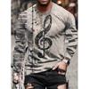 T-shirt Strumenti Musicali da Uomo Chitarra Pianoforte Stampa 3D Manica Lunga Tee Harajuku Y2k Tee Streetwear Top Oversize Abbigliamento Uomo