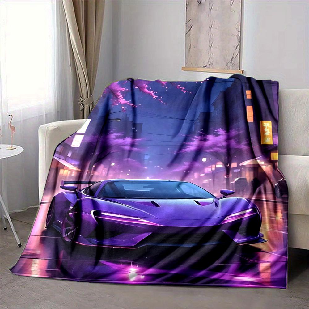 1PC Futuristic Car Blanket Soft Warm All Season Throw for Sofa, Bed, Car, Office Vibrant Colorful Design, Durable & Cozy Gift