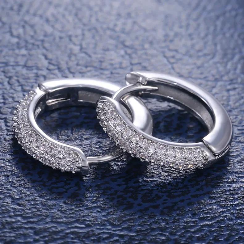 Роскошные женские серьги-гвоздики Circle Классические Мозаика CZ Стерлинговое Серебро Вечерние Серьги Винтажные Серьги для Невесты Свадебные Серьги для Женщин серебряный